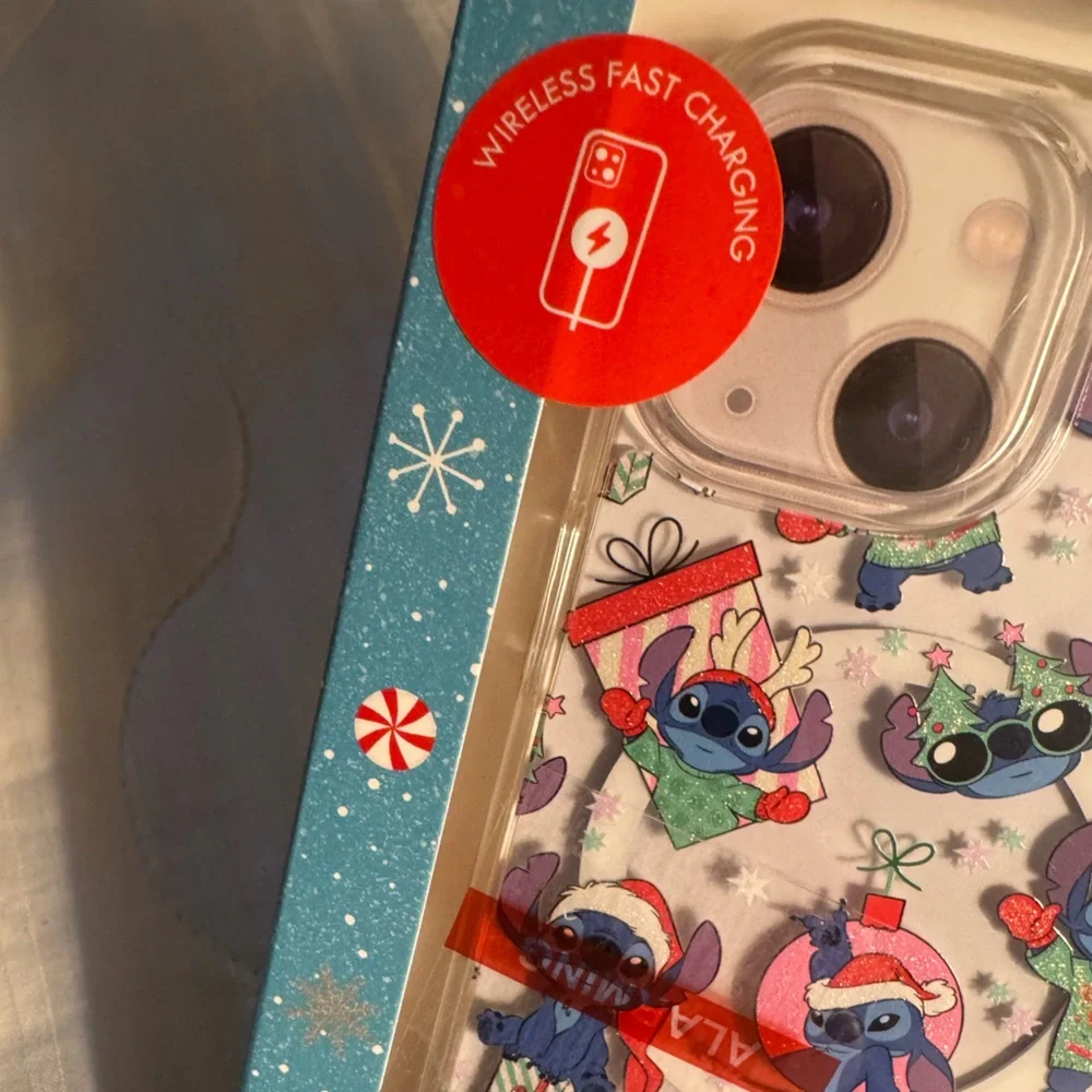 Disney STITCH Holiday Case-FESTIVE & FUN for iPHONES 13/14/15❤️💙zoom in 4details